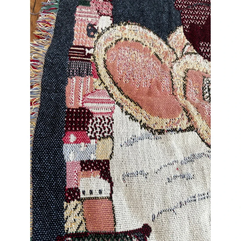 Manual Woodworkers Weavers Christmas Teddy Bear Tapestry Throw Blanket 72x46 USA